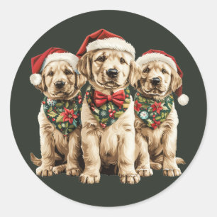 Merry Christmas Labrador Retriever Santa Puppy Dog Classic Round Sticker