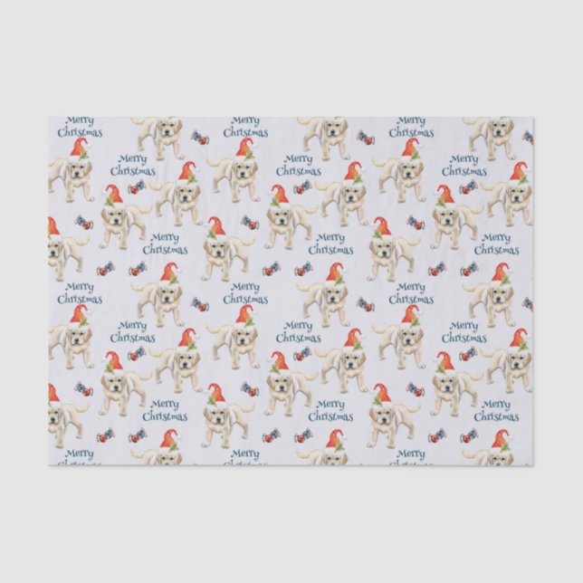 Merry Christmas Labrador Retriever With Santa Hat  Tissue Paper (Front)