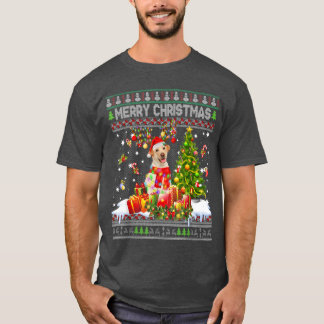 Merry Christmas Labrador Santa Xmas Tree Lights Ug T-Shirt