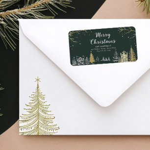 Merry Christmas Landscape Holiday Return Address Label