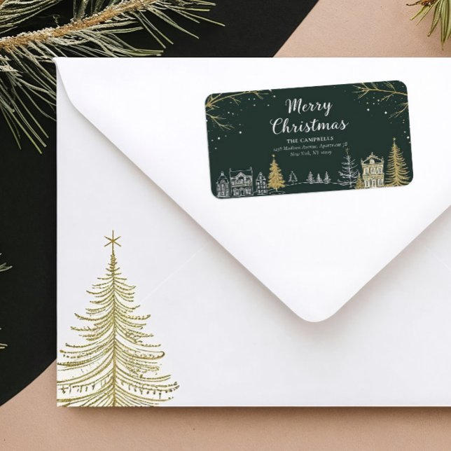 Merry Christmas Landscape Holiday Return Address Label (Creator Uploaded)