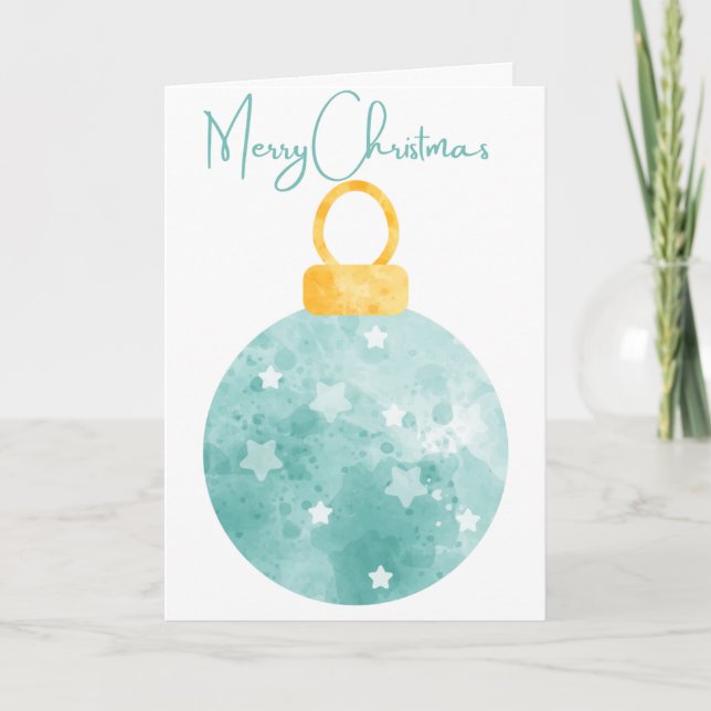 Merry Christmas large Pretty Bauble Holiday Card (Front)