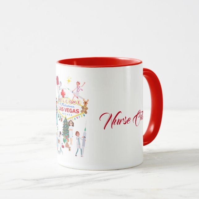 Merry Christmas Las Vegas Nurse Mug (Front Right)