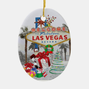 Merry Christmas Las Vegas Santa Ornament