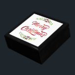 Merry Christmas Laurels Red ID293 Gift Box<br><div class="desc">Beautiful watercolor laurel branches and berries with elegant script text 'Merry Christmas' in a rich red gradient decorate this keepsake box design. Search ID293 to see other products with this design.</div>