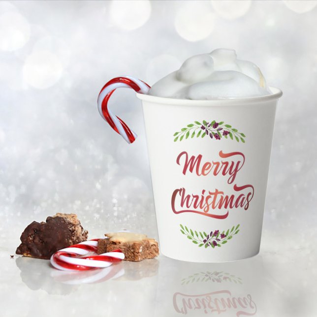 Merry Christmas Laurels Red ID293 Paper Cups (Creator Uploaded)