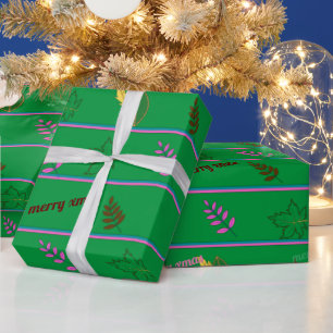 Merry Christmas Leaf Wrapping Paper
