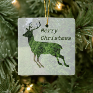 Merry Christmas Leaping Deer Ornament