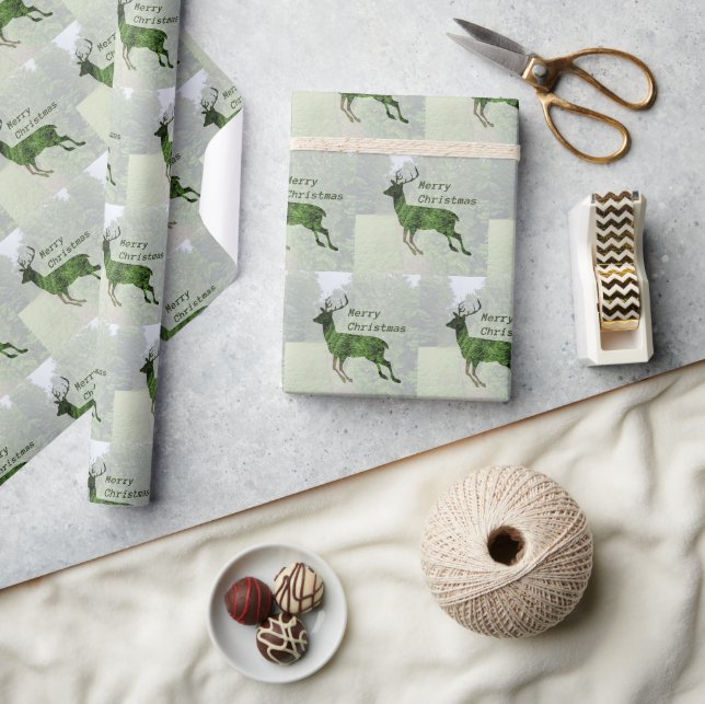 Merry Christmas Leaping Deer Wrapping Paper (Crafts)