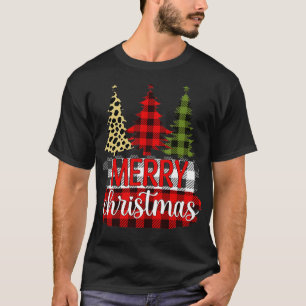 Merry Christmas Leopard Buffalo Red Plaid For Men T-Shirt