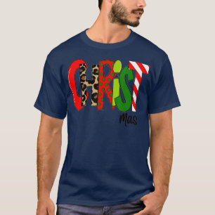 Merry Christmas Leopard Buffalo Red Plaid For Men T-Shirt