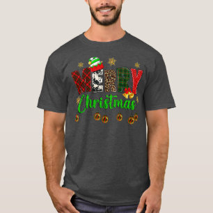 Merry Christmas Leopard Buffalo Red Plaid For Men T-Shirt
