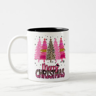 Merry Christmas Leopard Buffalo Red Plaid Kids Men Two-Tone Coffee Mug