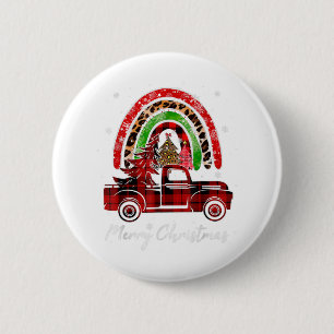 Merry Christmas Leopard Buffalo Truck Tree Red Pla 6 Cm Round Badge