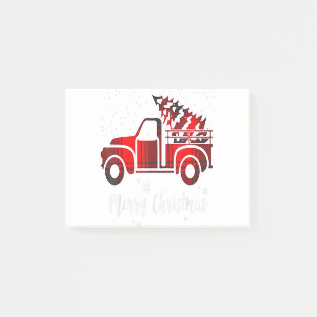 Merry Christmas Leopard Buffalo Truck Tree Red Pla Post-it Notes (Front)