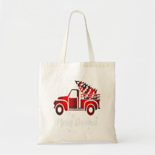 Merry Christmas Leopard Buffalo Truck Tree Red Pla Tote Bag