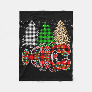 Merry Christmas Leopard Plaid Tree Funny Lobster A Fleece Blanket