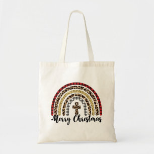 Merry Christmas Leopard Print Cross Tote Bag