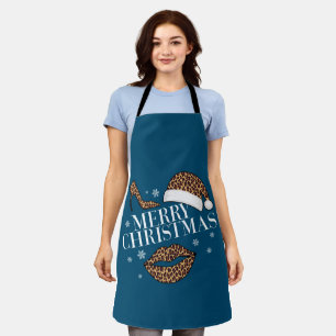 Merry Christmas leopard print women's Apron