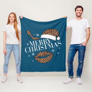 Merry Christmas leopard print women's Fleece Blanket