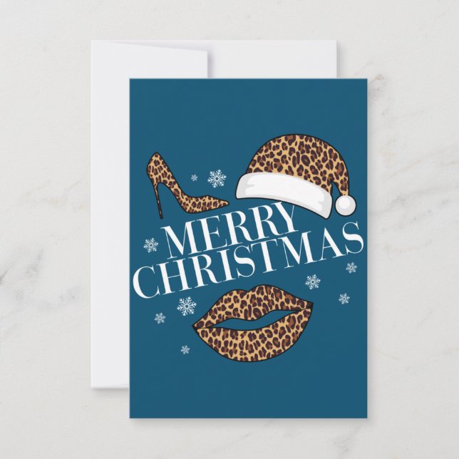 Merry Christmas leopard print women's Thank You Card (Front)