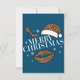 Merry Christmas leopard print women's Thank You Card