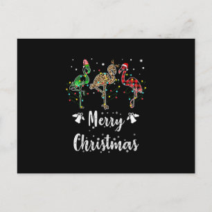 Merry Christmas Leopard Red Green Plaid Flamingo Invitation Postcard