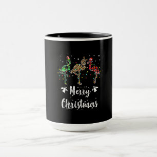 Merry Christmas Leopard Red Green Plaid Flamingo Mug