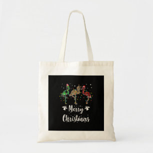 Merry Christmas Leopard Red Green Plaid Flamingo Tote Bag
