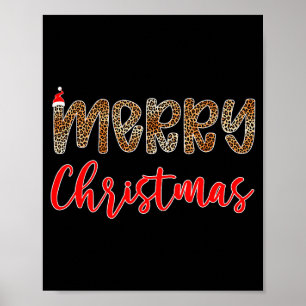 Merry Christmas Leopard Santa Hat Cheetah Print Xm