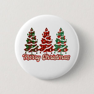 Merry Christmas Leopard Tree 6 Cm Round Badge