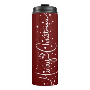 Merry Christmas Lettering and Baby Family   Thermal Tumbler