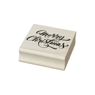 Merry Christmas lettering Rubber Stamp