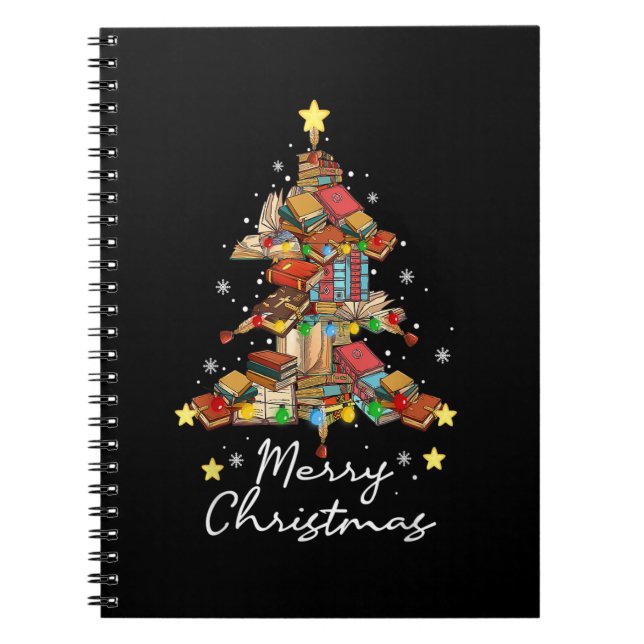 Merry Christmas Library Tree Book Reading Lover Li (Front)