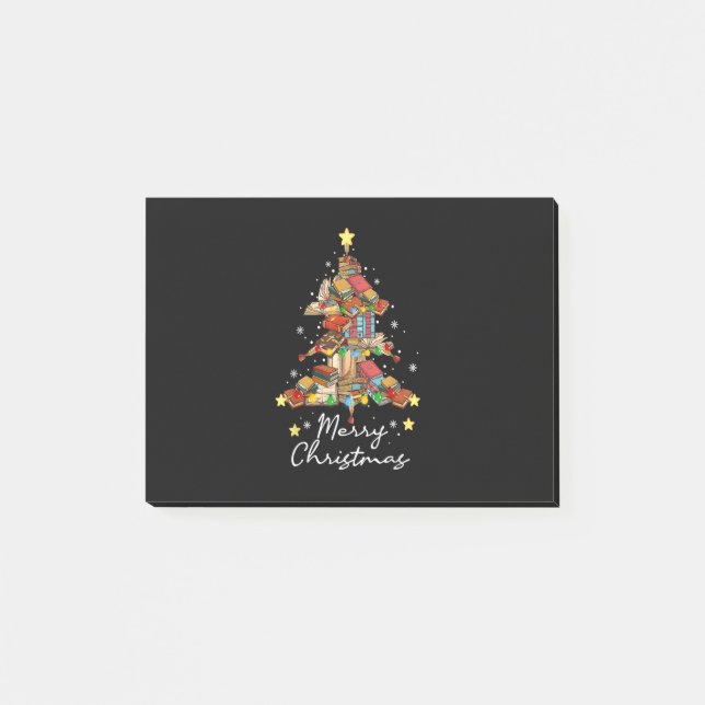 Merry Christmas Library Tree Book Reading Lover Li Post-it Notes (Front)