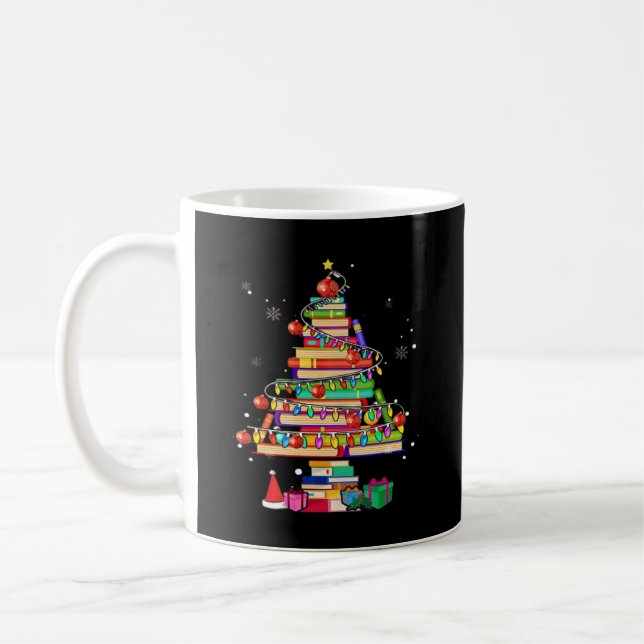 Merry Christmas Library Tree Coffee Mug (Left)