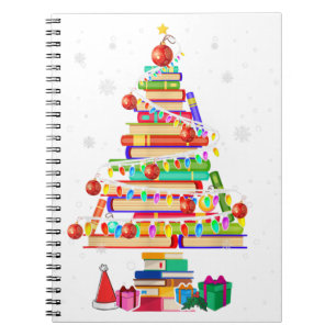 Merry christmas library tree cute book lover libra