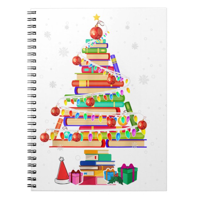 Merry christmas library tree cute book lover libra (Front)