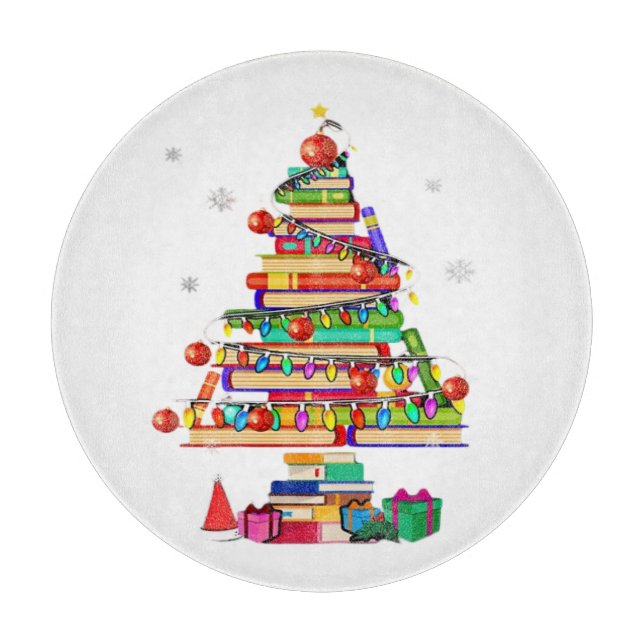 Merry Christmas Library Tree Cutting Board (Front)