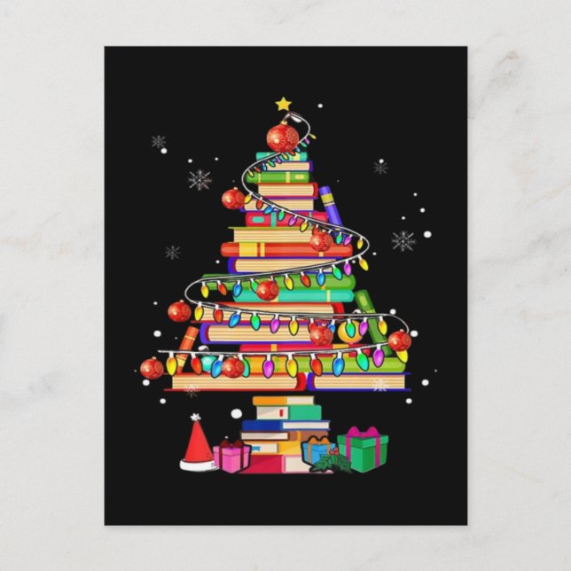 Merry Christmas Library Tree Postcard (Front)