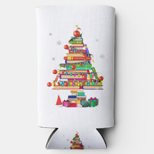 Merry Christmas Library Tree Seltzer Can Cooler