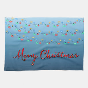 Merry Christmas Light String Tea Towel