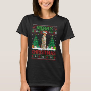 Merry Christmas Lighting Ugly Basenji Christmas T-Shirt