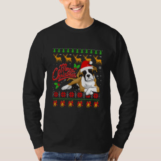 Merry Christmas Lighting Ugly Boxer Christmas T-Shirt