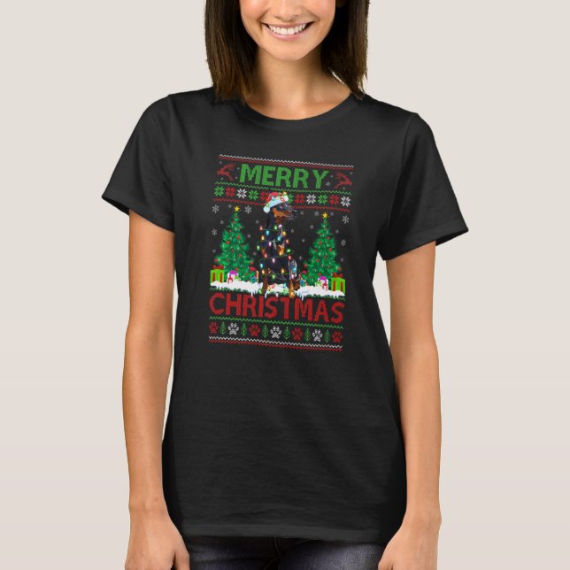 Merry Christmas Lighting Ugly Miniature Pinscher C T-Shirt (Front)