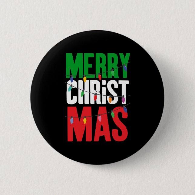 Merry Christmas Lights 6 Cm Round Badge (Front)