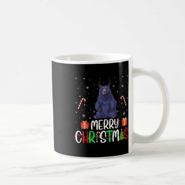 Merry Christmas Lights Bear Reindeer Hat Xmas Pjs  Coffee Mug (Right)