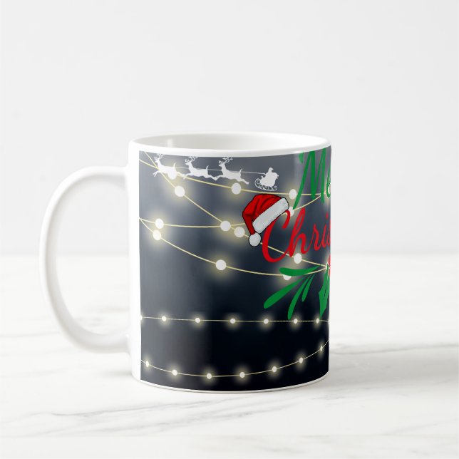 Merry Christmas Lights Coffee Mug (Left)