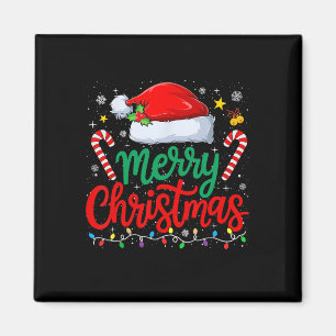 Merry Christmas Lights Family Santa Hat Xmas Men W Magnet