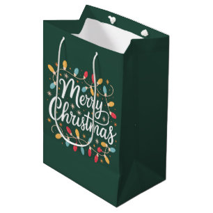 Merry Christmas Lights Funny Xmas Holiday Medium Gift Bag